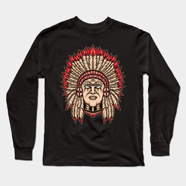 Native american illustration Long Sleeve T-Shirt by WODEXZ